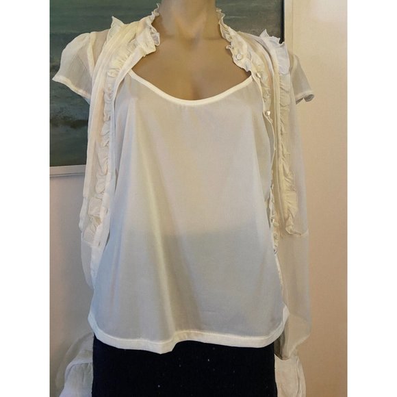 🌱   pretty creamy white lace Blouse women’s top matching silky cami NEW - Picture 13 of 14